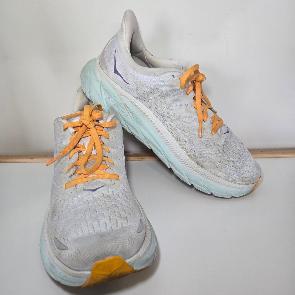 HOKA One One Womens Clifton 8 White/'Blanc De Blanc' Running Shoe Size 10.5B‎